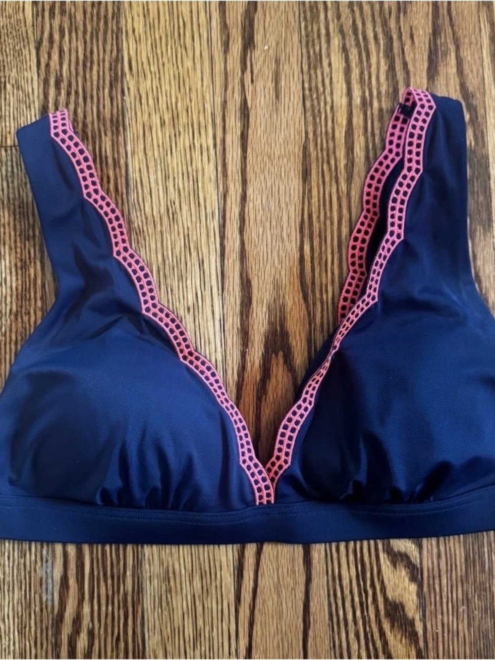 Boden Navy Bikini Top with Pink Trim